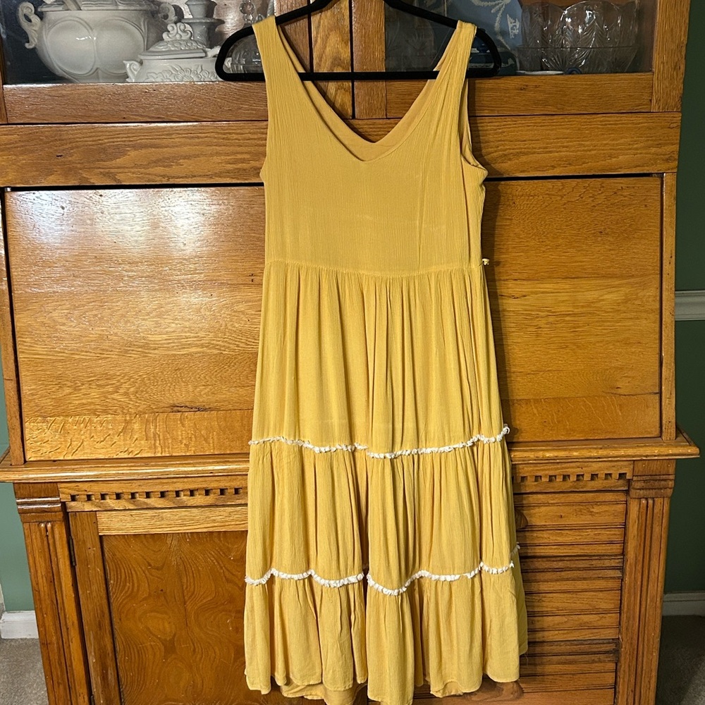 Joie Dress Yellow Embroidered Tiered Sleeveless Maxi Dress Boho Cottagecore - Picture 2 of 9
